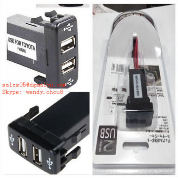 Soquete eletrônico DC 5V 2 USB Duas portas USB para carregador Toyota USB